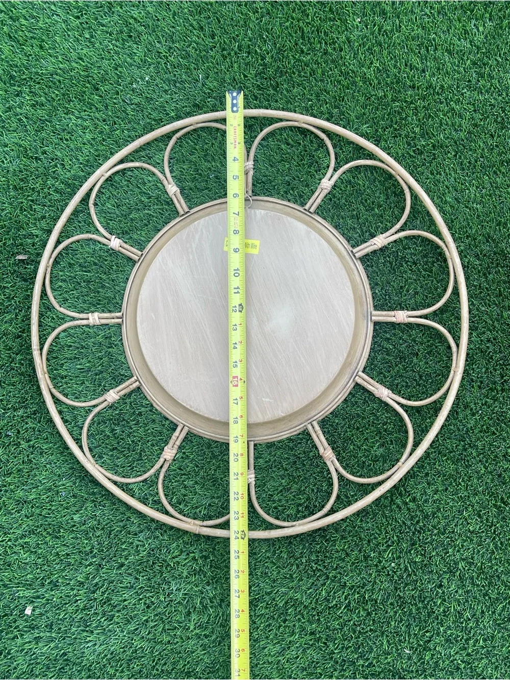 Anthropologie Boho Style Rattan Flower Wall Mirror – 24”